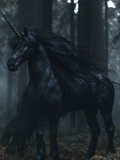 Black Unicorn Forest Poster.