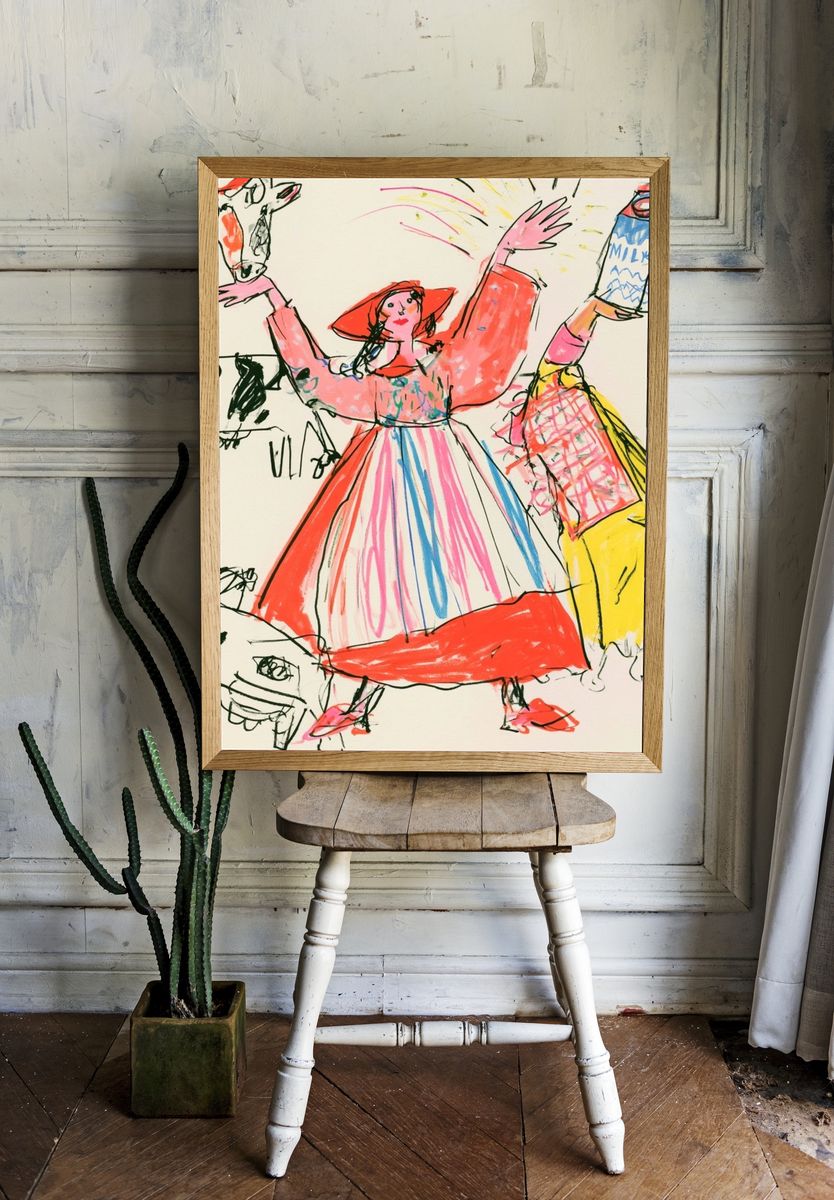 Folk Dance Sketch Illustration Poster. room preview