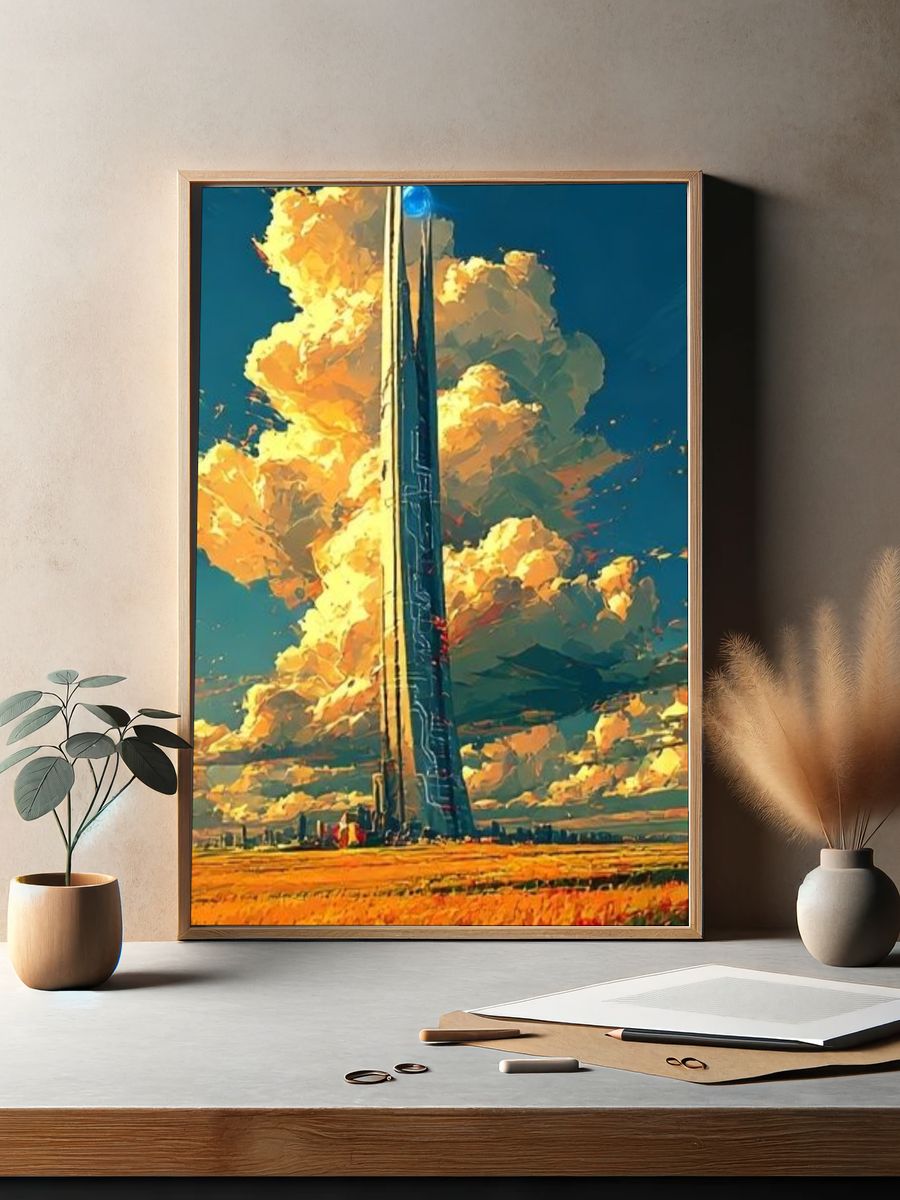 Futuristic Tower Landscape Print. — room view 2