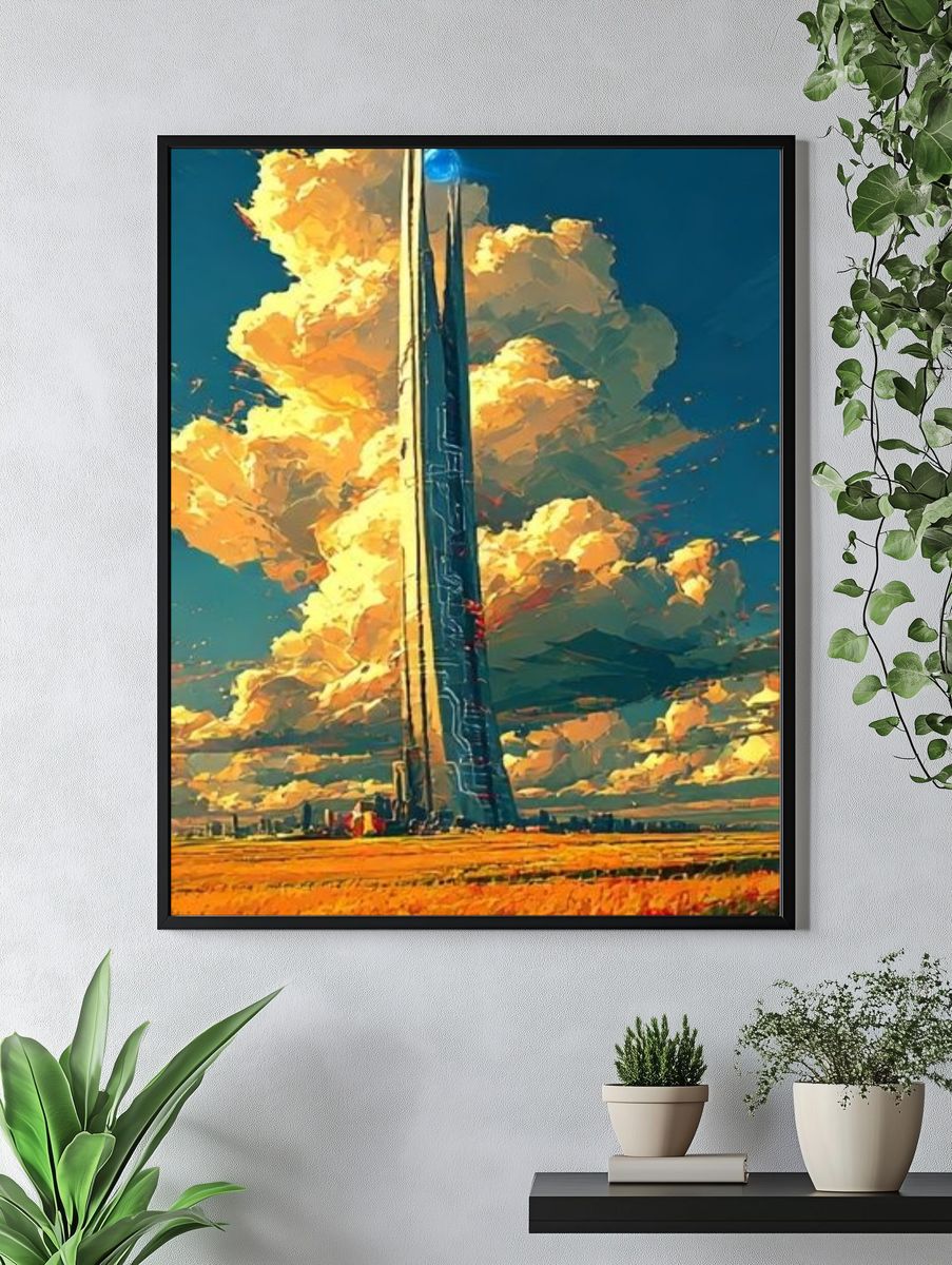 Futuristic Tower Landscape Print. — room view 4