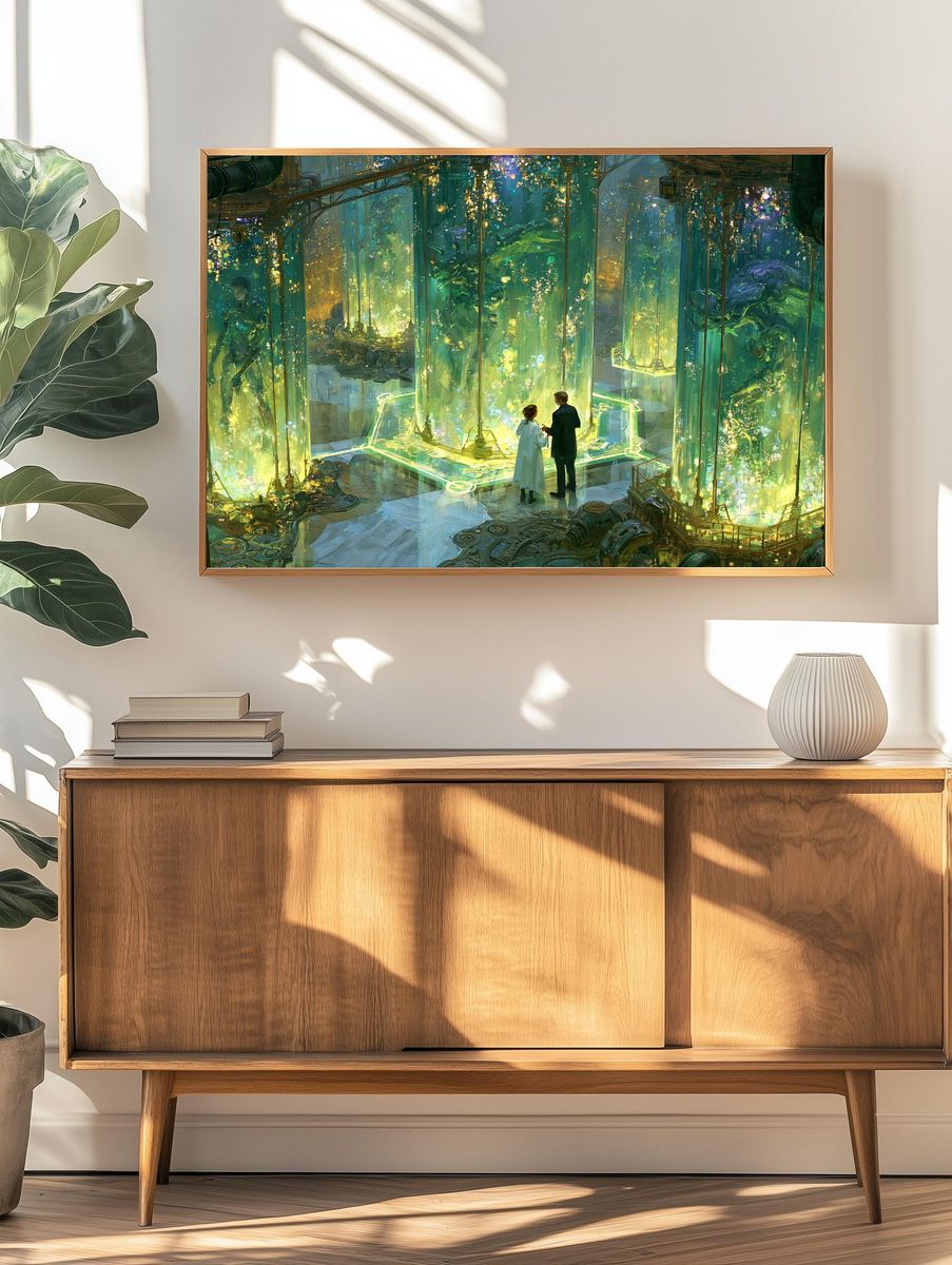 Bioluminescent Labyrinth Digital Art Poster. — room view 3