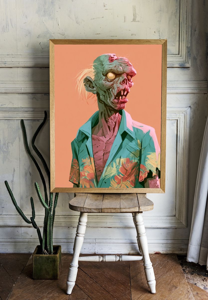 Zombie Portrait Illustration Poster. room preview