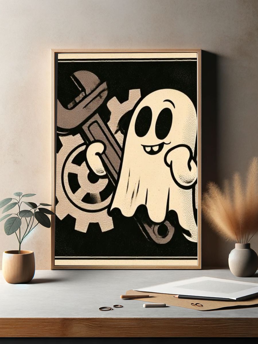 Ghost and Gears Illustration Poster. — room view 2