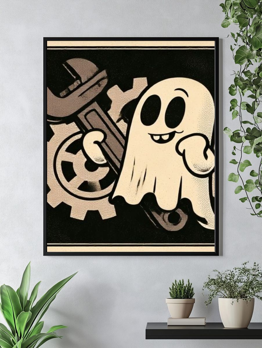 Ghost and Gears Illustration Poster. — room view 4