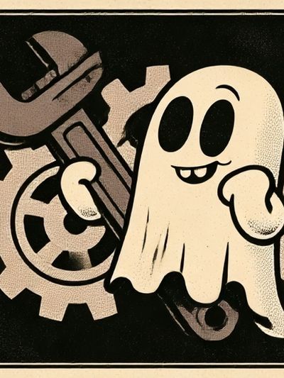 Ghost and Gears Illustration Poster.