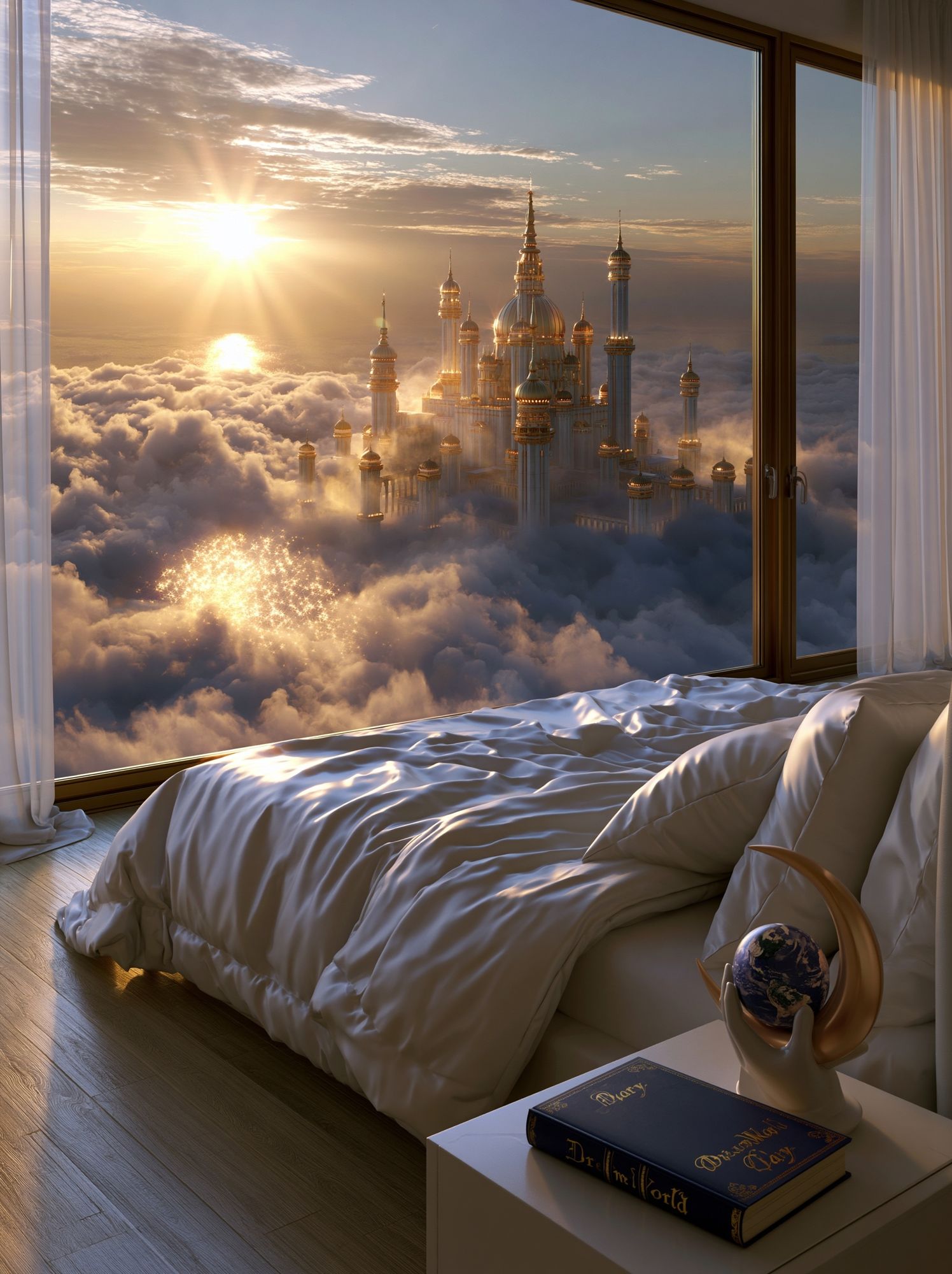 Cloud Palace Sunrise Fantasy Print. poster detail