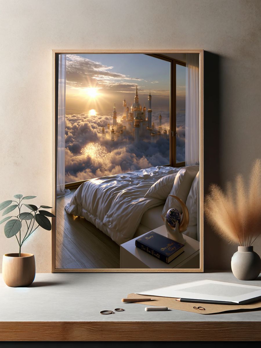 Cloud Palace Sunrise Fantasy Print. — room view 2
