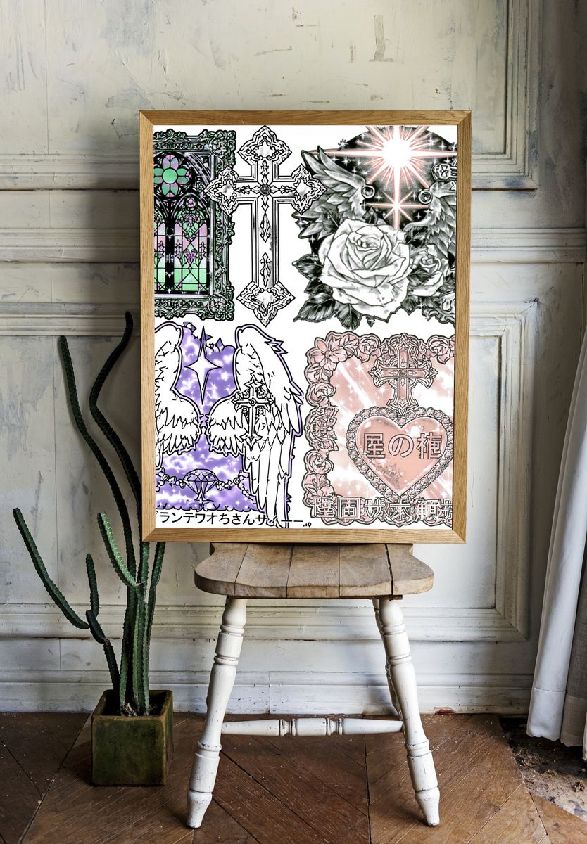 Gothic Angel Collage Illustration Poster. room preview