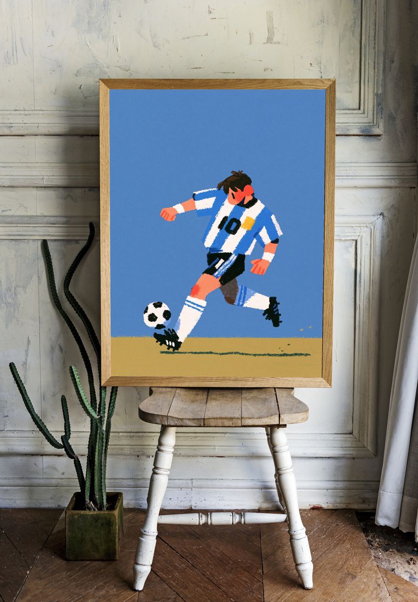 Soccer Dribble Illustration Poster. — room view 1