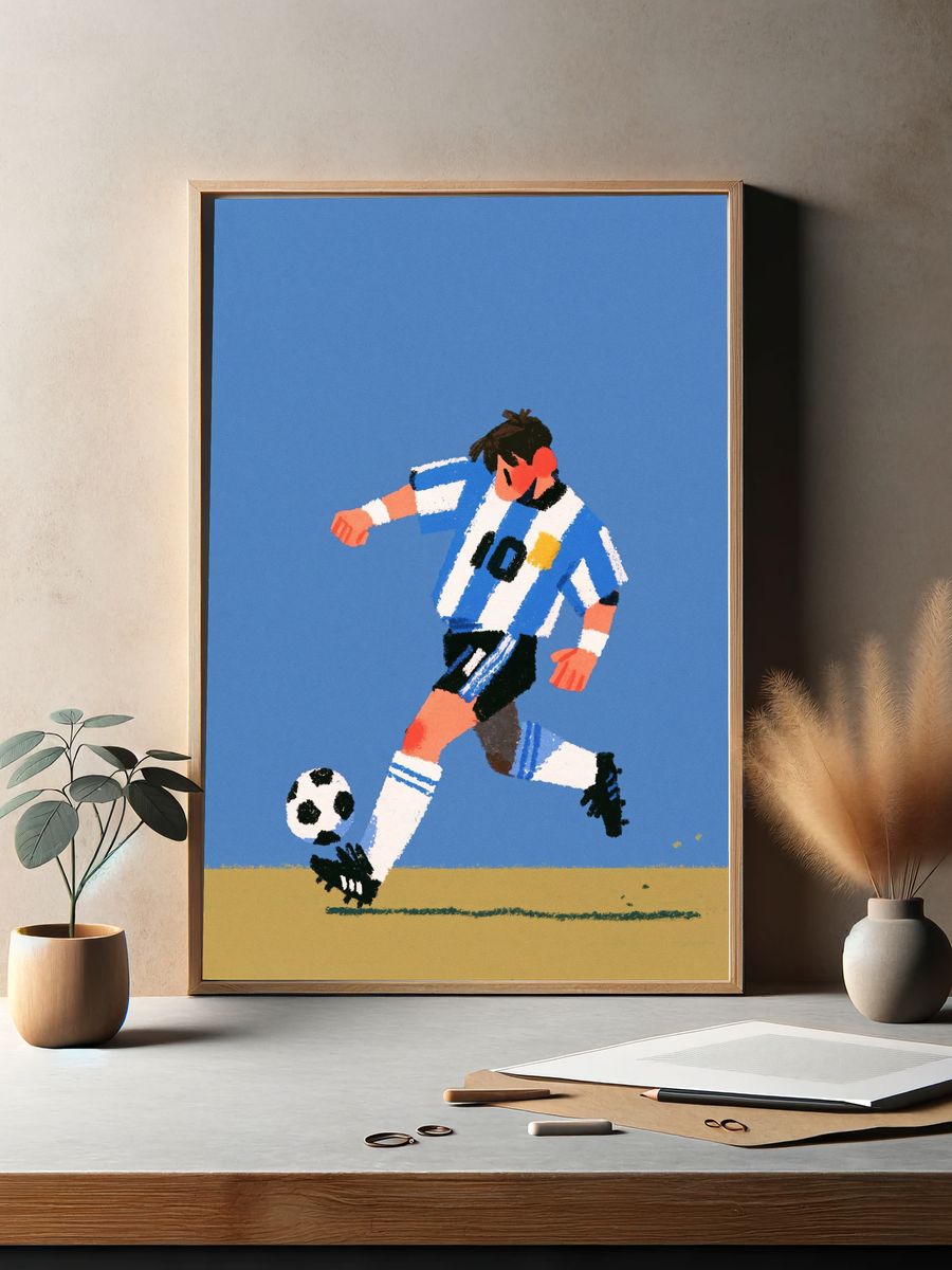 Soccer Dribble Illustration Poster. — room view 2