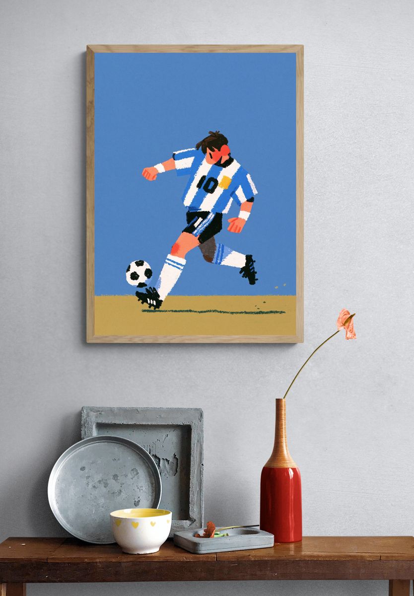 Soccer Dribble Illustration Poster. — room view 3