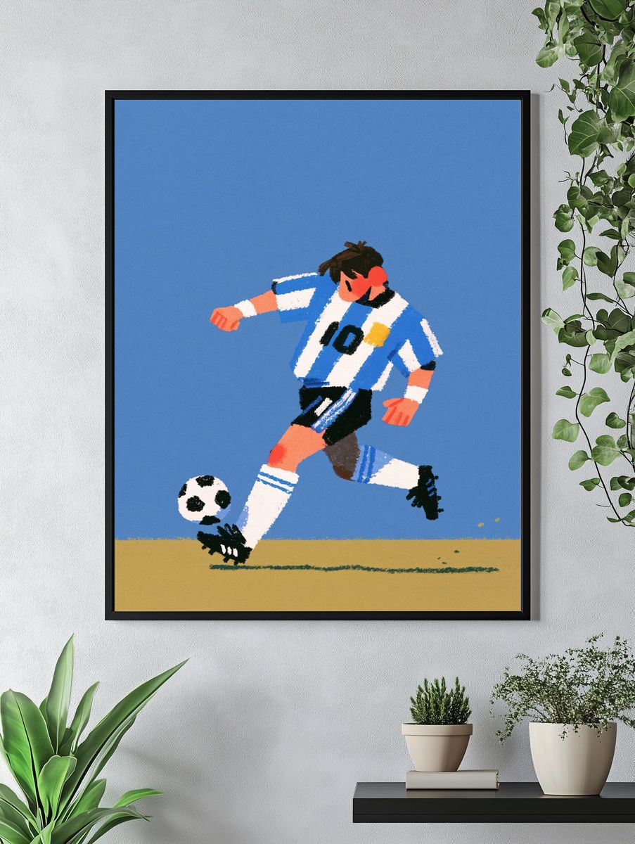Soccer Dribble Illustration Poster. — room view 4