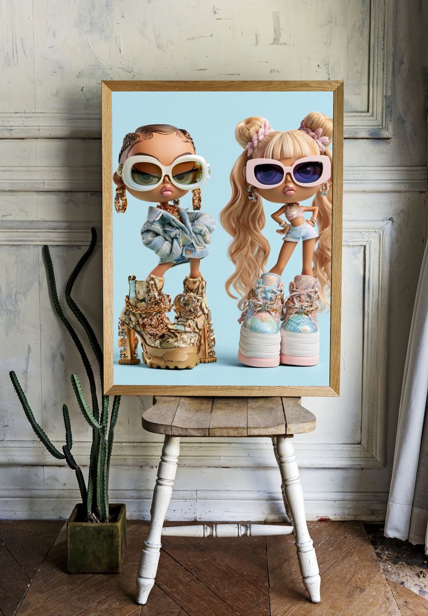 Fashion Dolls Illustration Poster. — room view 1