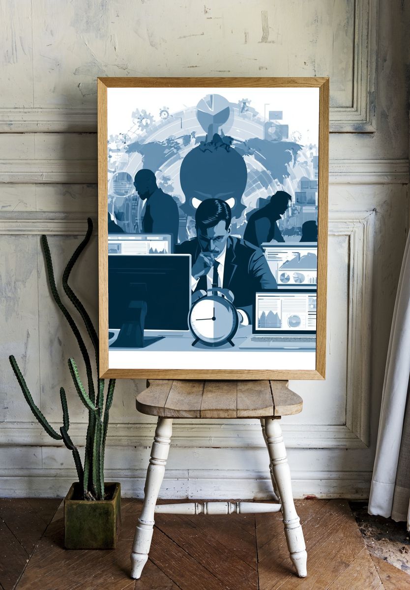 Corporate Cybersecurity Illustration Poster. — room view 1