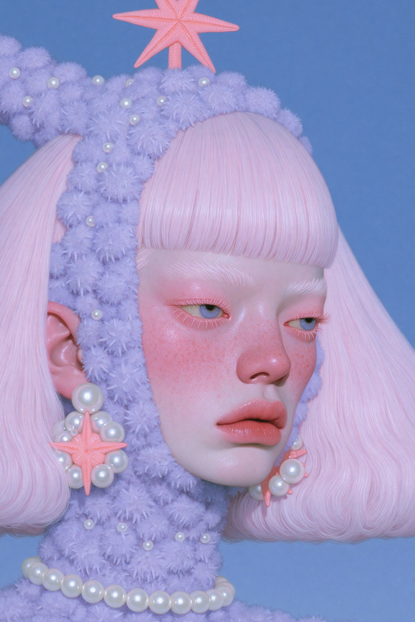 Pastel Mermaid Portrait Print. poster detail