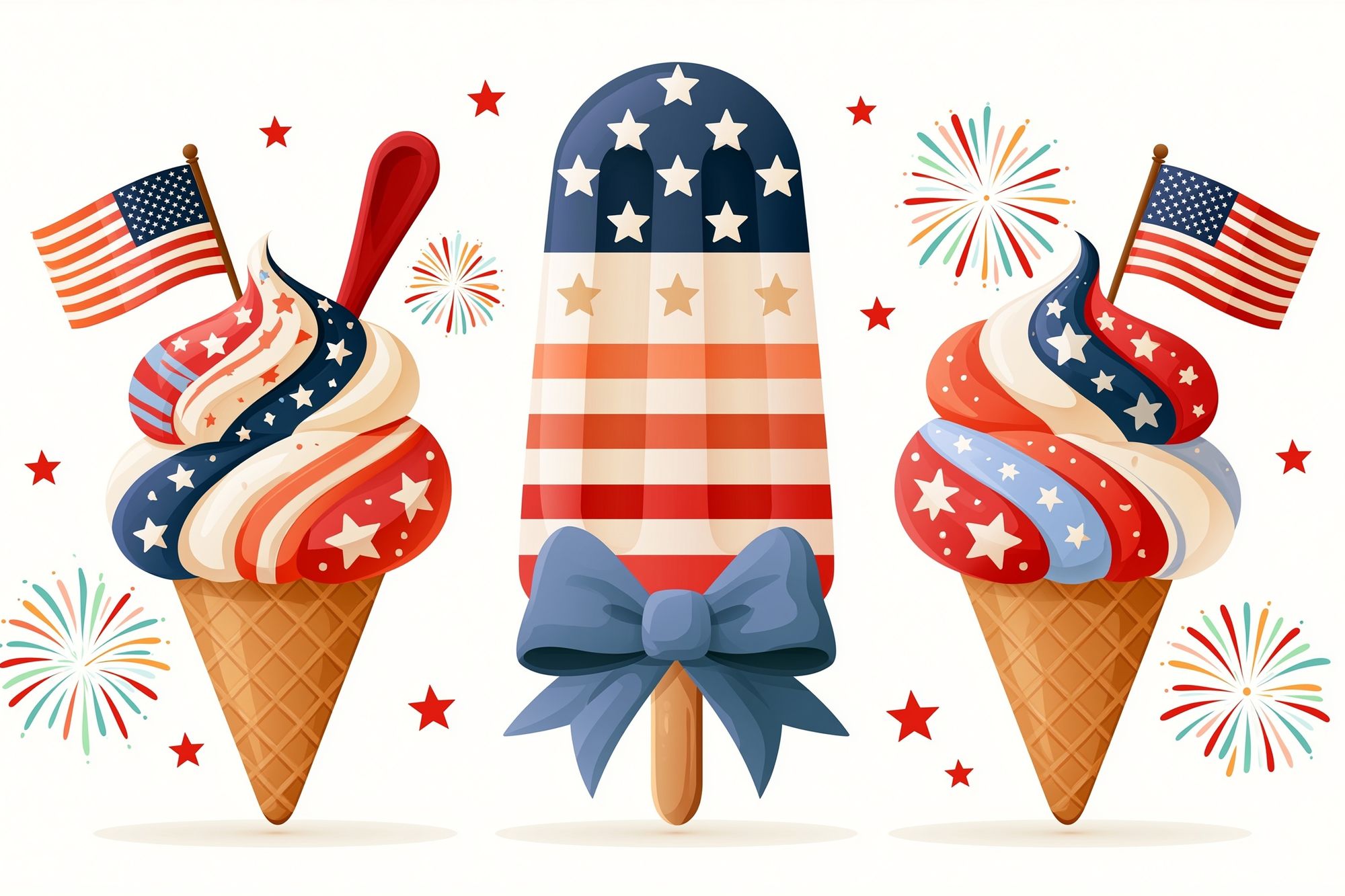 Patriotic Ice Cream Illustration Poster. poster detail