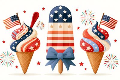 Patriotic Ice Cream Illustration Poster.