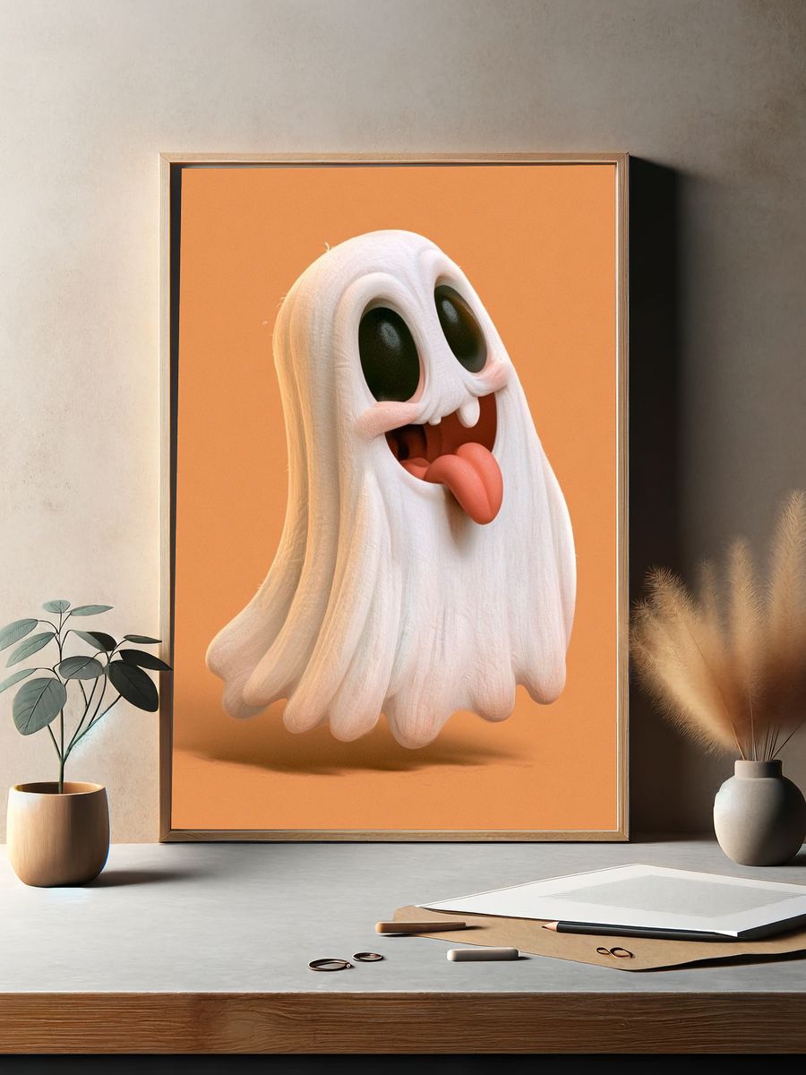 Playful Ghost Illustration Poster. — room view 2
