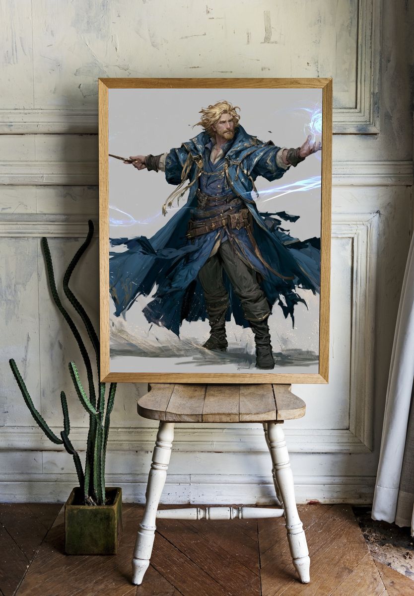 Wizard Spellcaster Digital Art Poster. — room view 1
