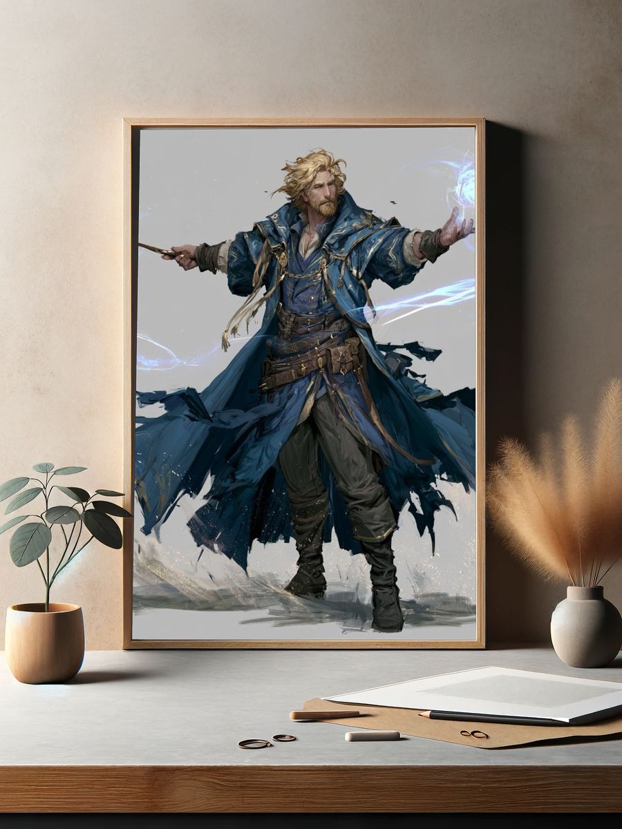 Wizard Spellcaster Digital Art Poster. — room view 2