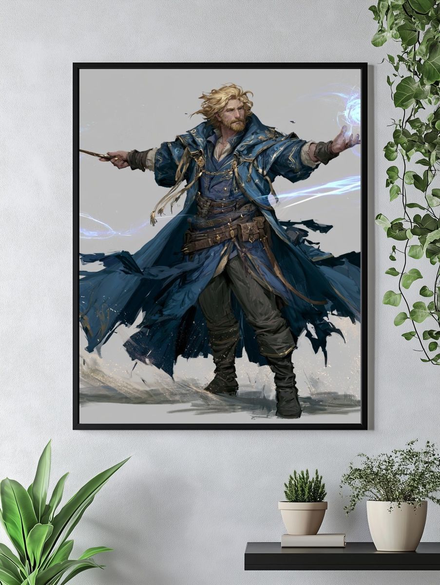 Wizard Spellcaster Digital Art Poster. — room view 4