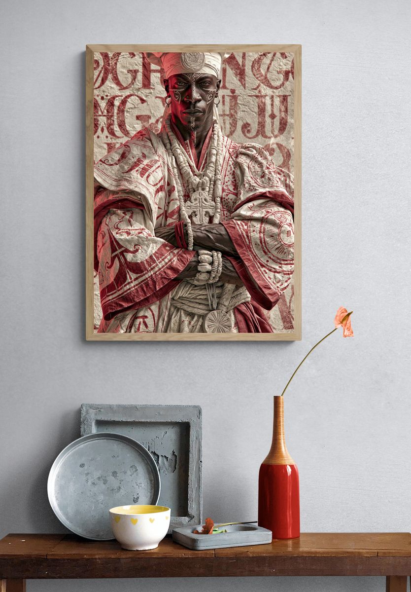 Lion Dance Cat Illustration Poster. — room view 3