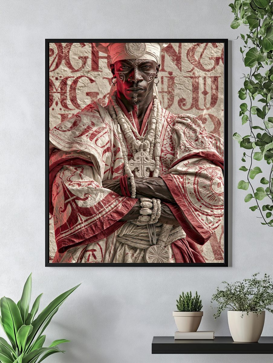 Lion Dance Cat Illustration Poster. — room view 4