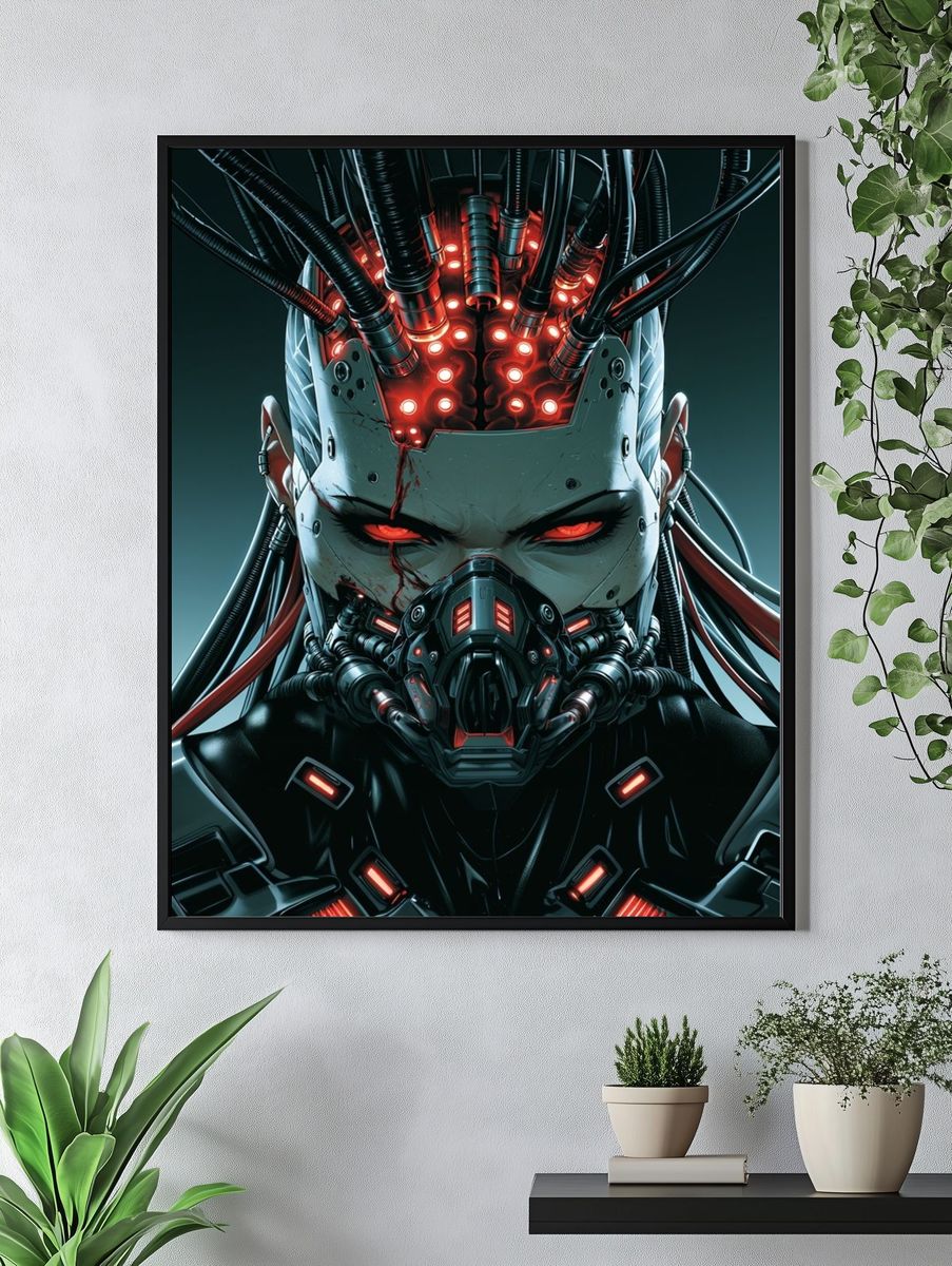 Cybernetic Warrior Portrait Poster. — room view 4