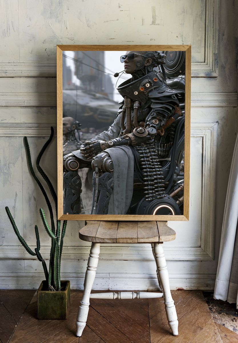 Cyberpunk Android Portrait Poster. room preview