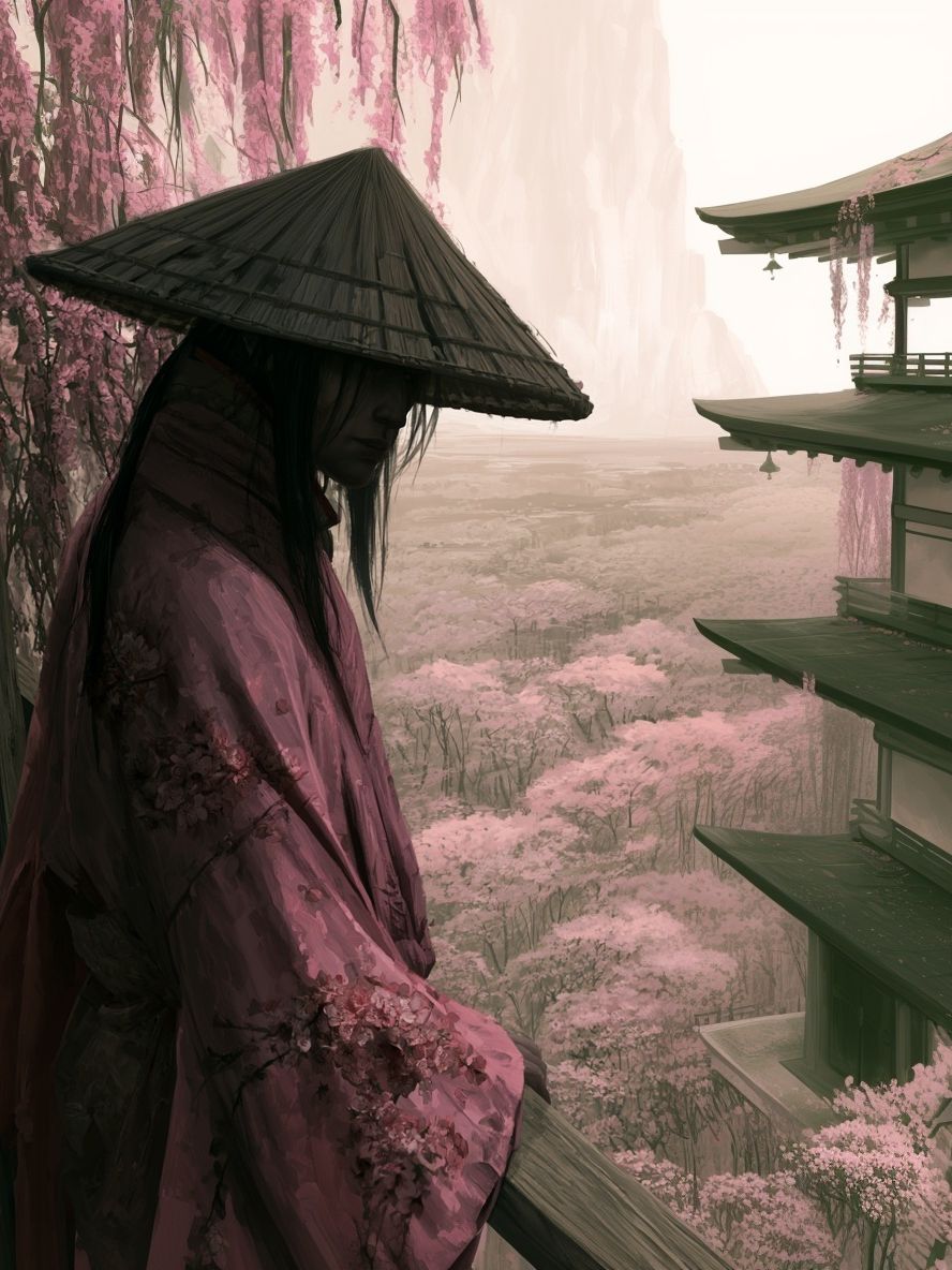 Cherry Blossom Samurai Illustration Poster. poster — illustration art
