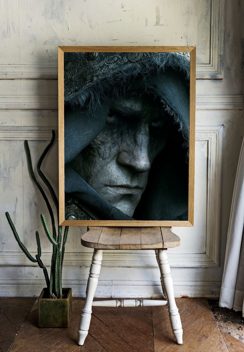 Dark Hooded Portrait Print. room preview