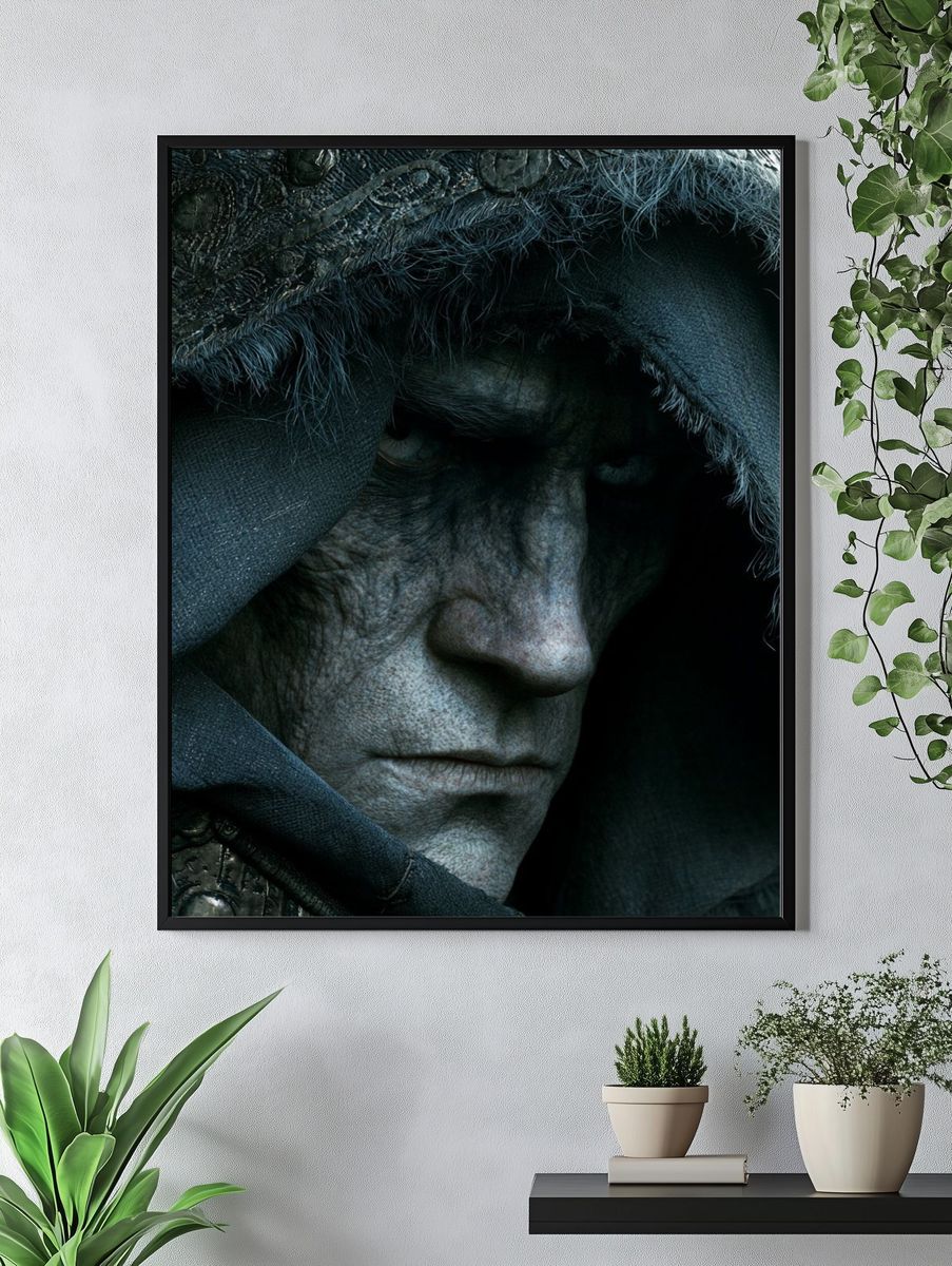 Dark Hooded Portrait Print. — room view 4
