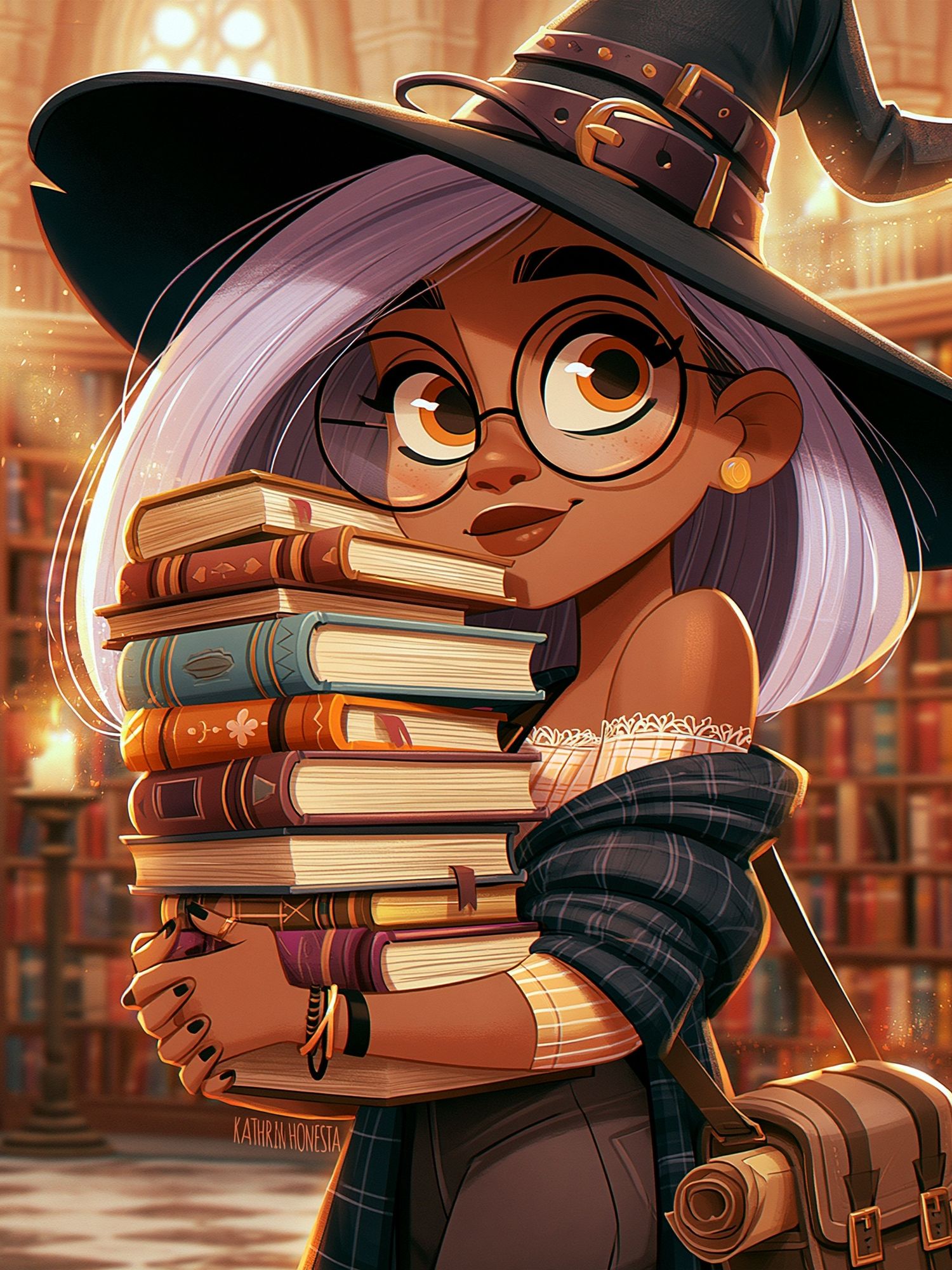 Book Witch Library Illustration Poster. poster detail