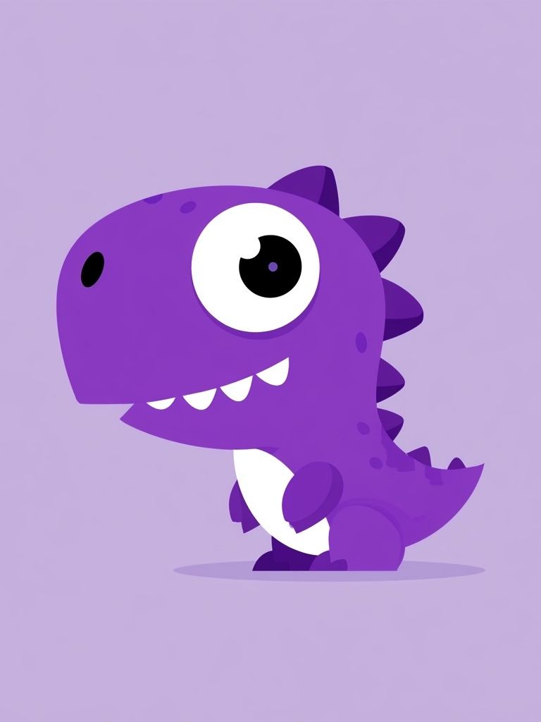 Purple Dinosaur Cartoon Print. poster detail