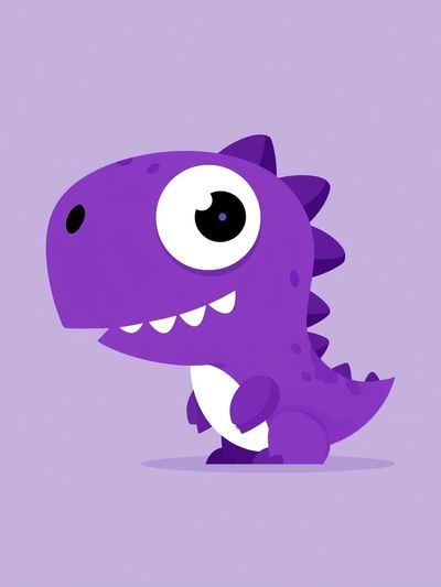 Purple Dinosaur Cartoon Print. poster