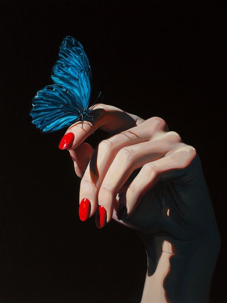 Blue Butterfly Hand Illustration Poster. poster detail