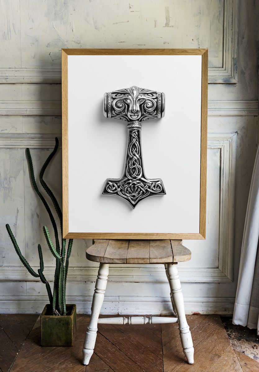 Celtic Hammer Illustration Poster. — room view 1