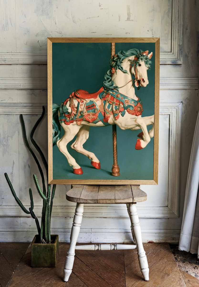 Carousel Horse Illustration Poster. room preview