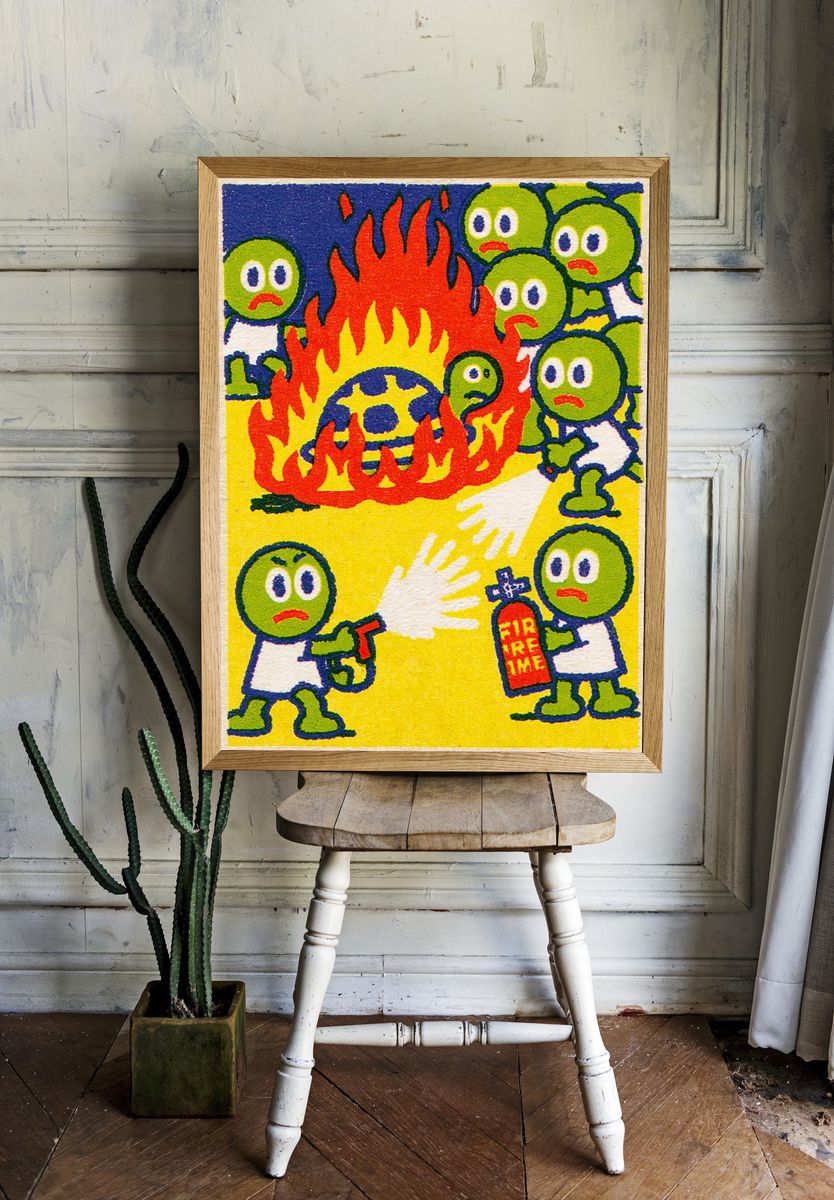 Fire Safety Cartoon Print. — room view 1
