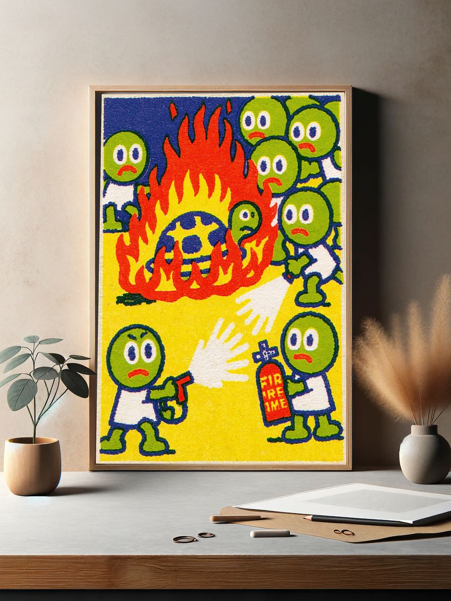 Fire Safety Cartoon Print. — room view 2