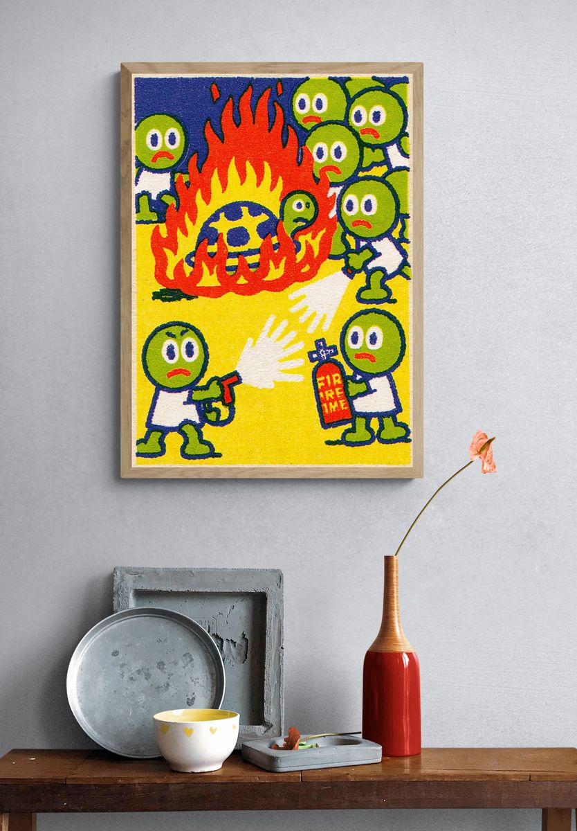 Fire Safety Cartoon Print. — room view 3