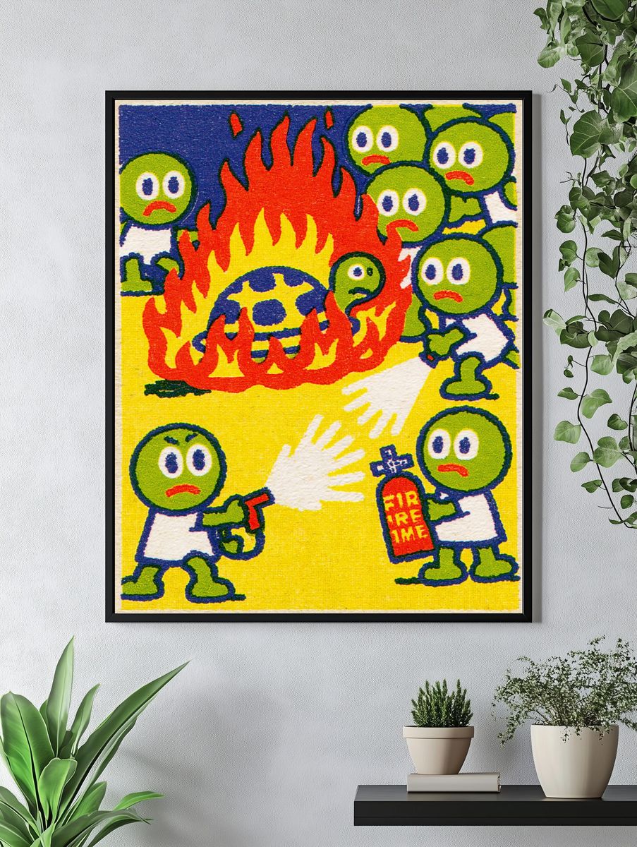 Fire Safety Cartoon Print. — room view 4