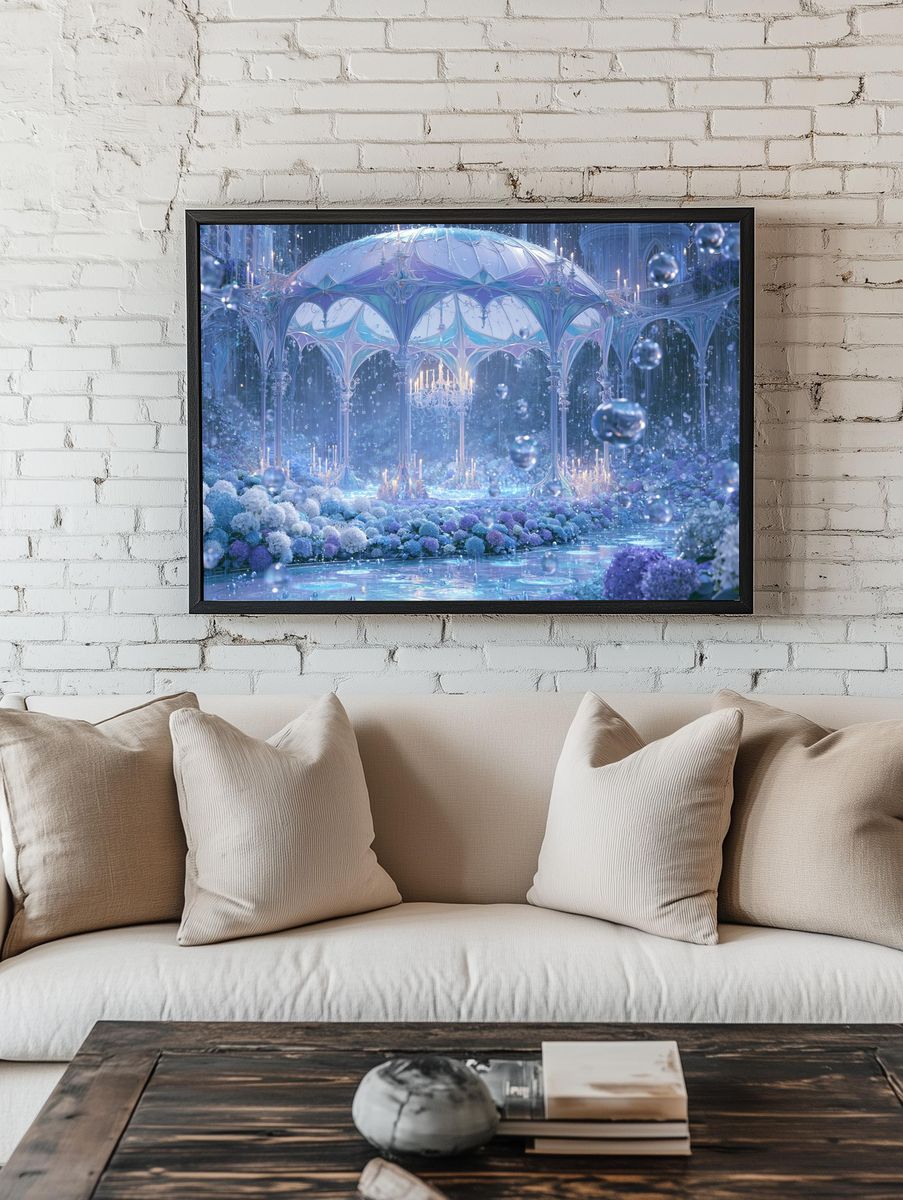 Enchanted Crystal Garden Illustration Poster. — room view 1