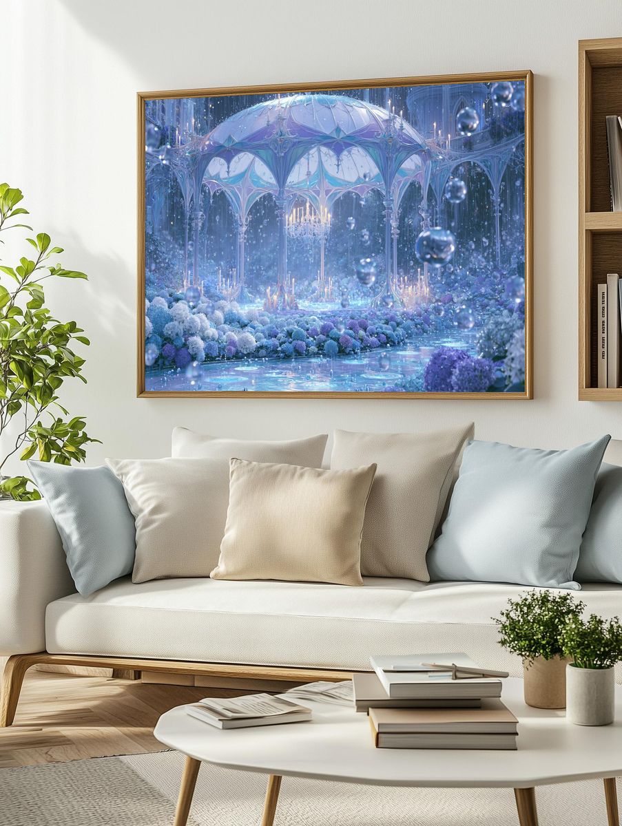 Enchanted Crystal Garden Illustration Poster. — room view 2