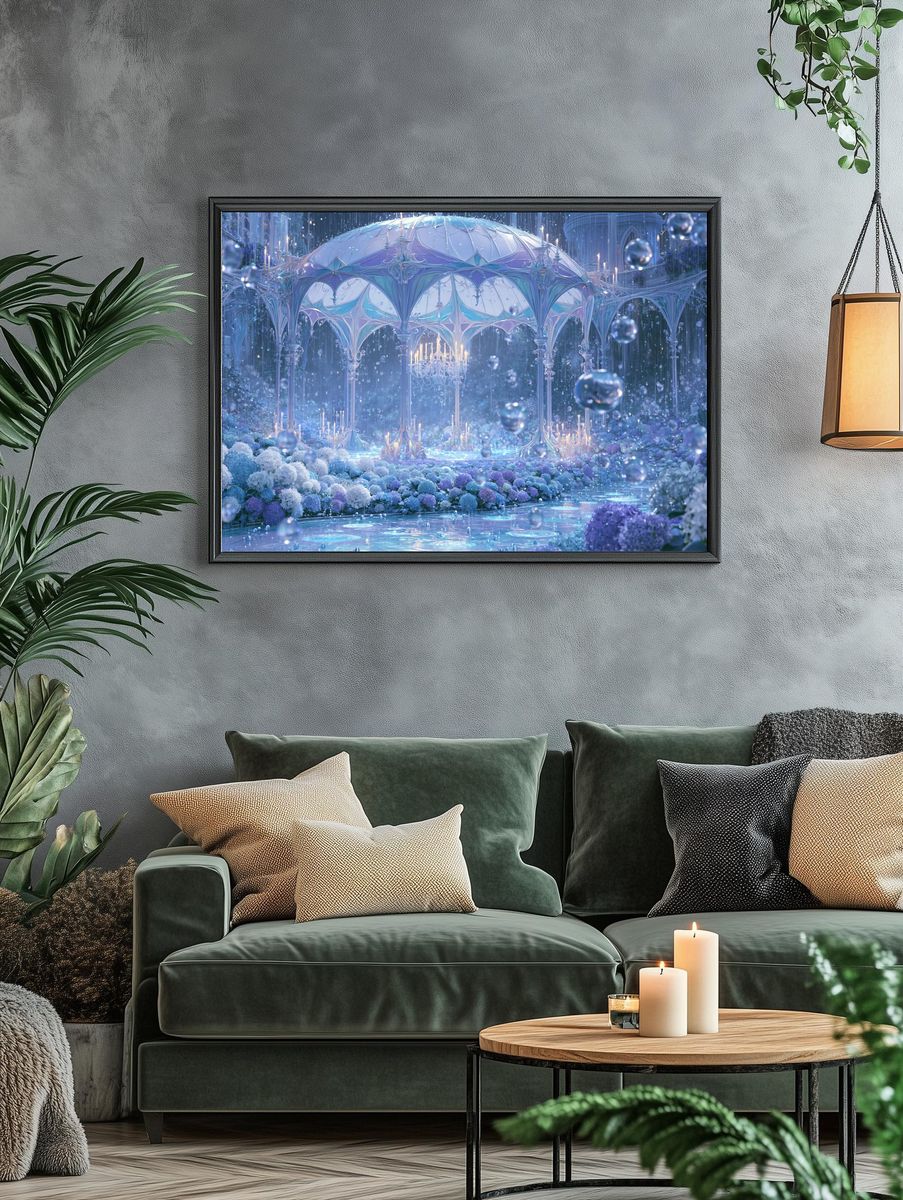 Enchanted Crystal Garden Illustration Poster. — room view 4