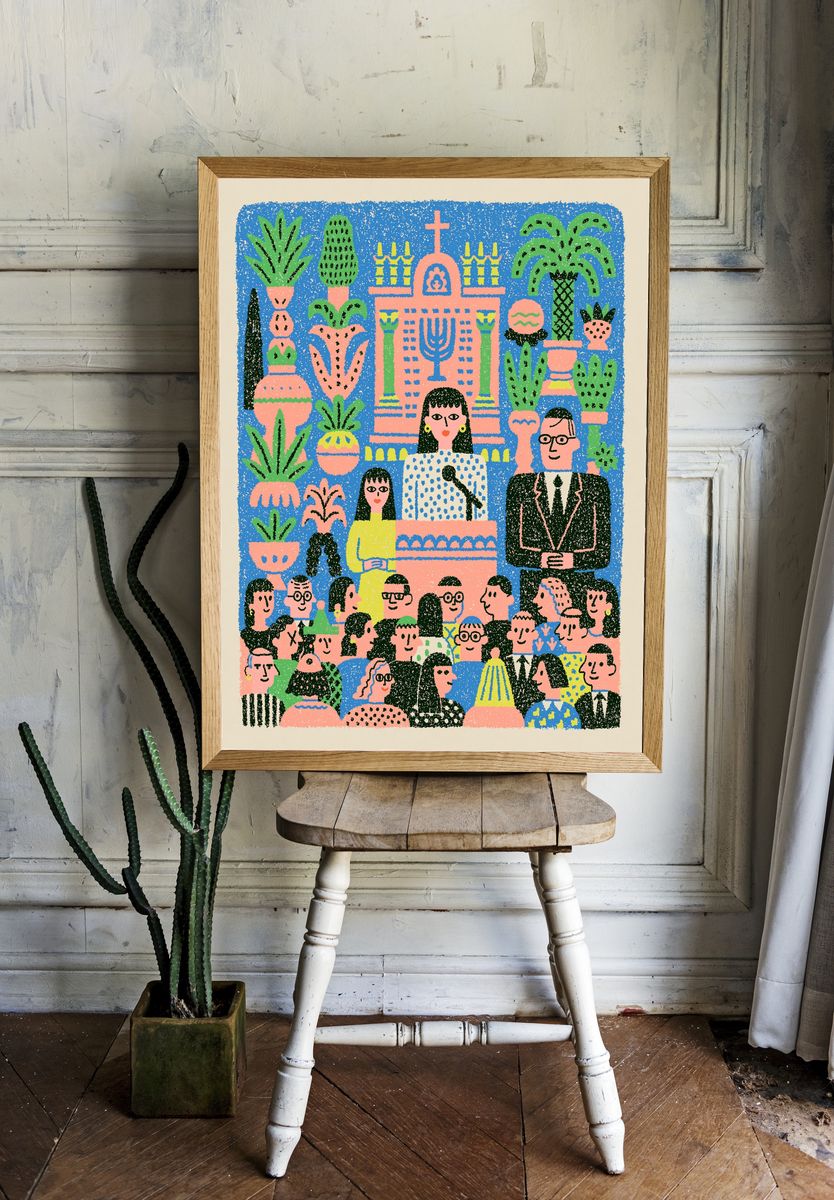 Colorful Crowd Illustration Poster. room preview