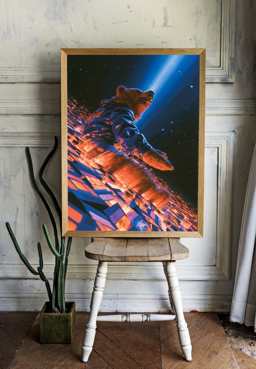 Cosmic Bear Digital Art Poster. — room view 1