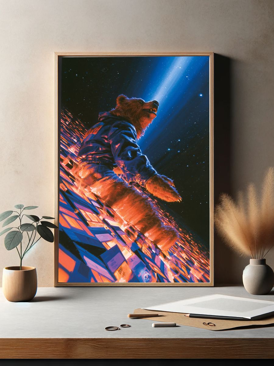 Cosmic Bear Digital Art Poster. — room view 2