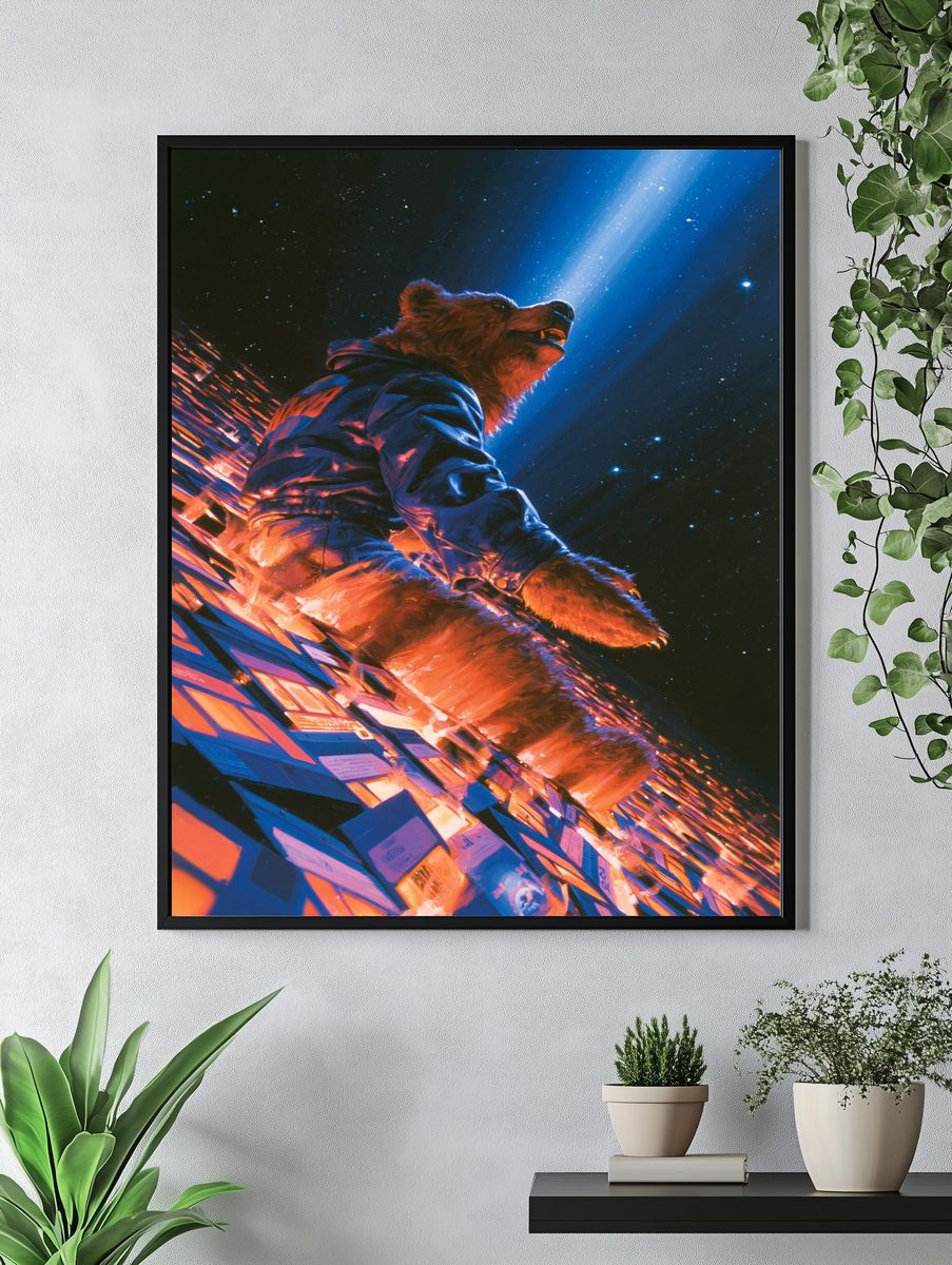 Cosmic Bear Digital Art Poster. — room view 4