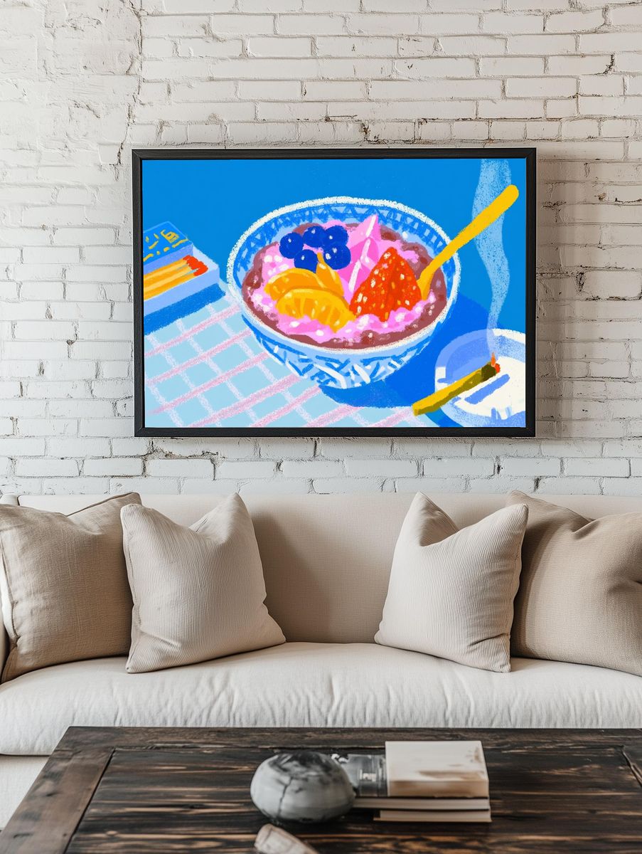 Fruit Bowl Illustration Poster. — room view 1